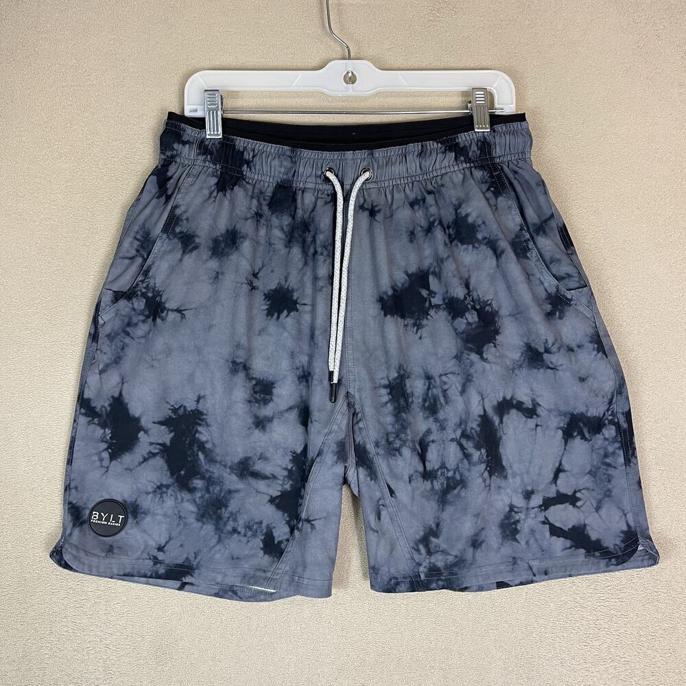 Bylt Basics Short Mens XL Gray Cloud Dye Athletic Performance Lined Gym Shorts